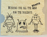 beasts monster Christmas card 
