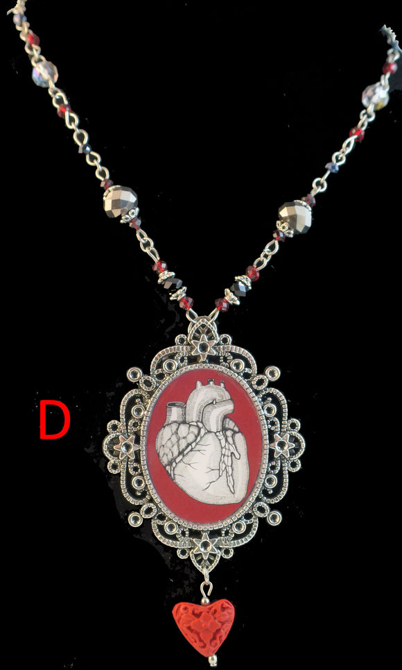 human heart pendant necklace goth