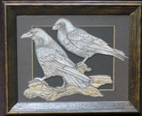 Framed original illustration of  two ravens