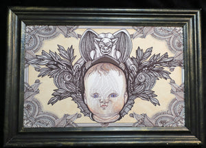 Gargoyle and Doll Head Print
