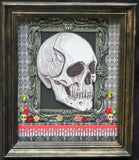 Human Skull Dia de los Muertos Ofrenda Shadowbox