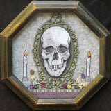 Human Skull Dia de los Muertos Ofrenda Shadowbox