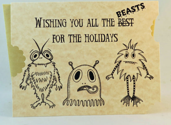 beasts monster Christmas card 