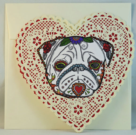 Sugar Skull Heart Card