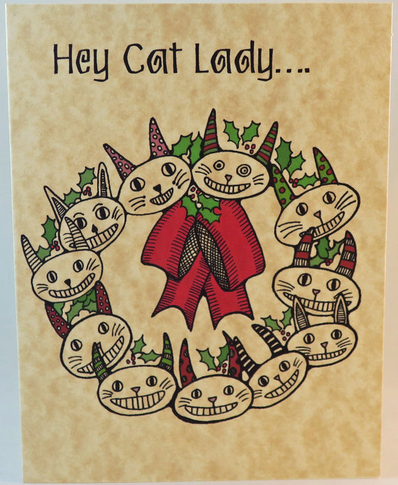 cat lady christmas card