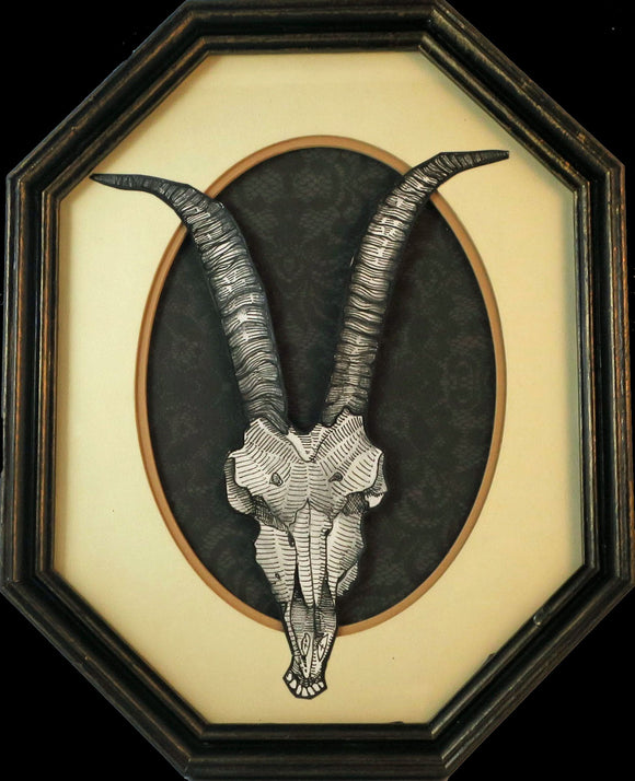 Goat Skull Framed Original Illustration