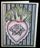 Flaming Heart with Roses/Rose Valentine's Day Cards