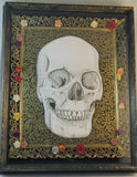 human skull framed original illustration 