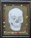 human skull framed original illustration 