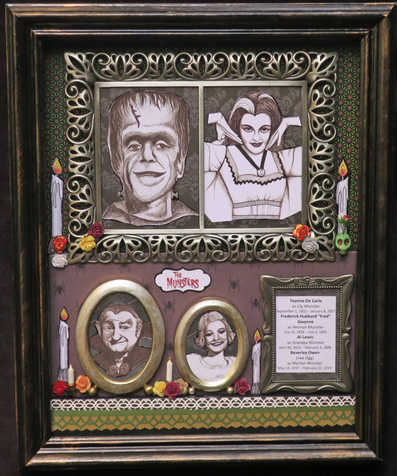 The Munsters Dia de los Muertos tribute shadowbox