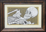 skull and ribs framed original illustration